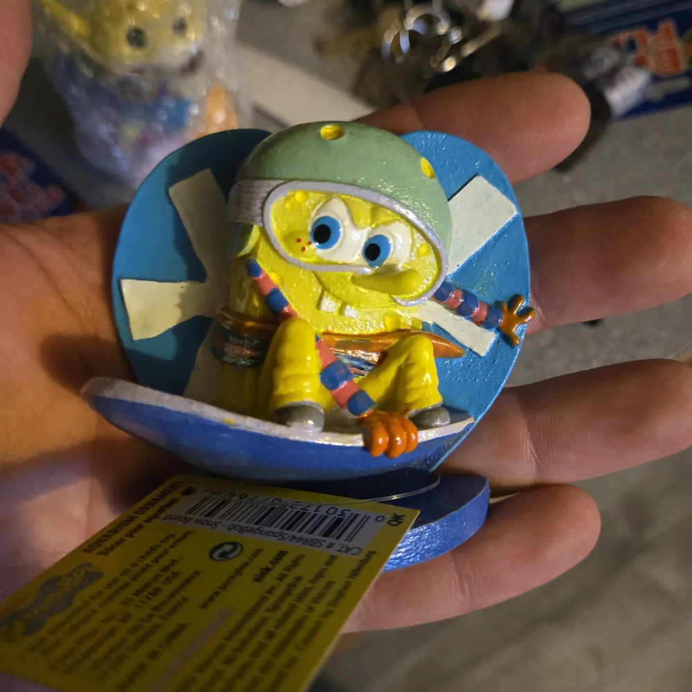 SpongeBob Squarepants Skateboarding Figurine - Yellow, Blue, Green